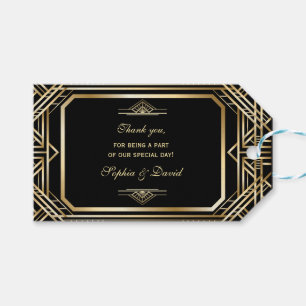 Luxuriöse Black and Gold Great Gatsby Hochzeit Geschenkanhänger