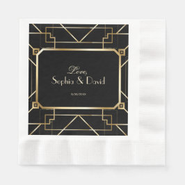 Luxuriöse Black and Gold Great Gatsby Hochzeit Serviette