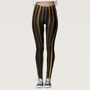 Luxuriöse Black and Gold Streifen Leggings
