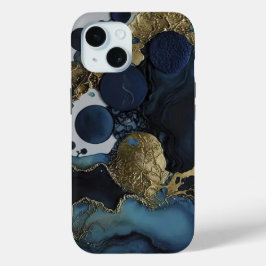 Luxuriöse Black & Blue Gold Wasserfarbe Case-Mate iPhone Hülle