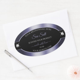 Luxuriöse Black Blue Shiny Brilliant Produktetiket Ovaler Aufkleber