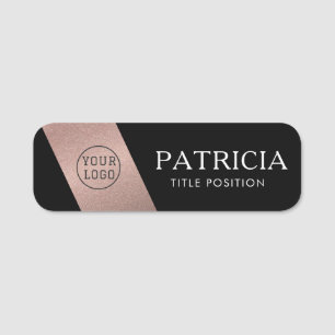 Luxuriöse Black & Glitzer Rose Pink Gold Firmenlog Namensschild