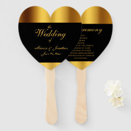 Luxuriöse Black Gold Calligraphy Border Wedding Fächer