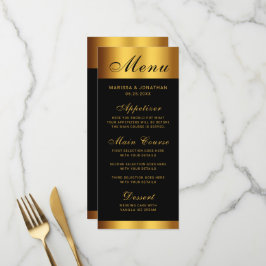 Luxuriöse Black Gold Calligraphy Border Wedding Menükarte