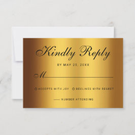 Luxuriöse Black Gold Calligraphy Border Wedding RSVP Karte