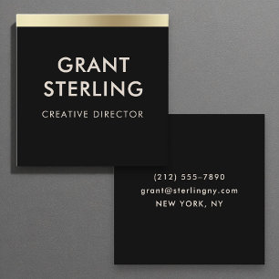 Luxuriöse Black Gold Elegante Minimale Typografie Quadratische Visitenkarte