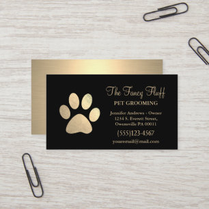 Luxuriöse Black Gold Foil Dog Paw Grooming Service Visitenkarte