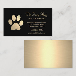 Luxuriöse Black Gold Foil Dog Paw Grooming Service Visitenkarte