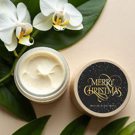 Luxuriöse Black & Gold Frohe Weihnachts-Round-Stic Runder Aufkleber