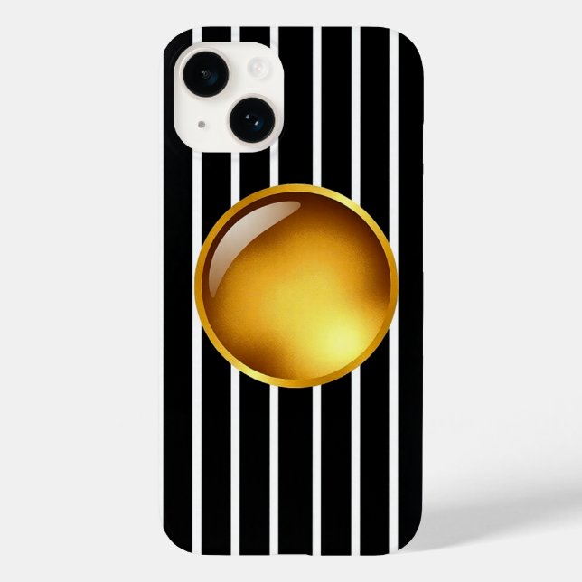 Luxuriöse Black & Gold gestreiftes iPhone 16 Fall  Case-Mate iPhone Hülle (Rückseite)