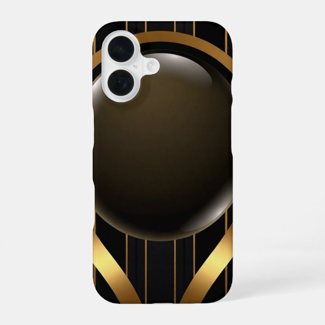 Luxuriöse Black & Gold gestreiftes iPhone 16 Fall  Hülle (Rückseite)