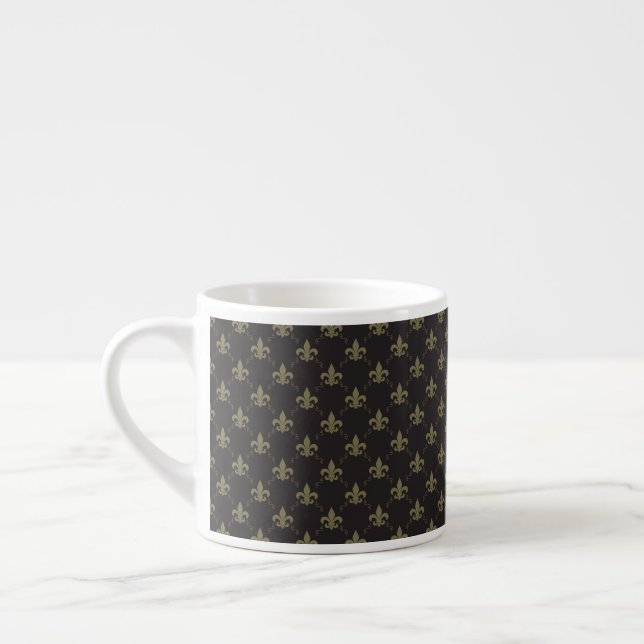 Luxuriöse Black Gold Lilie Pattern Espressotasse (Links)