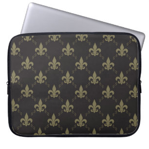Luxuriöse Black Gold Lilie Pattern Laptopschutzhülle