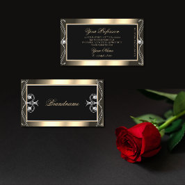 Luxuriöse Black Gold Sparkling Diamonds Ornaments Visitenkarte