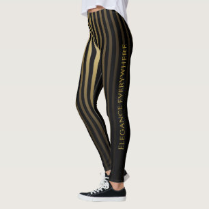 Luxuriöse Black & Gold Streifen Leggings - Eleganz