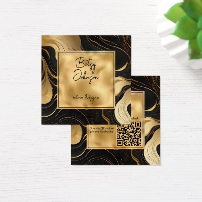 Luxuriöse Black Marble and Gold Foil Business Card (Schreibtisch)