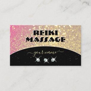 Luxuriöse Black Pink Gold Sparkle Glitzer Diamonds Visitenkarte