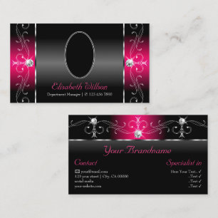 Luxuriöse Black Pink Squiggled Juwelen mit Foto Visitenkarte