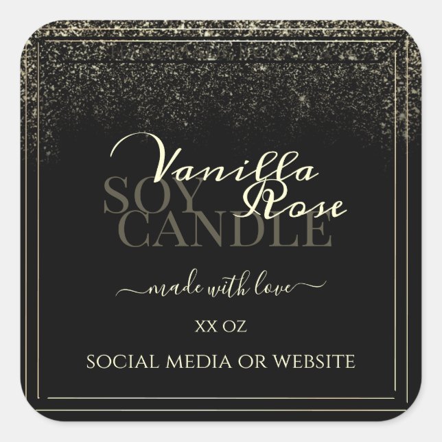 Luxuriöse Black Product Packaging Labels Gold Fram Quadratischer Aufkleber (Vorderseite)