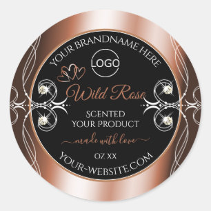 Luxuriöse Black Rose Gold Decoder Produktlogo Runder Aufkleber