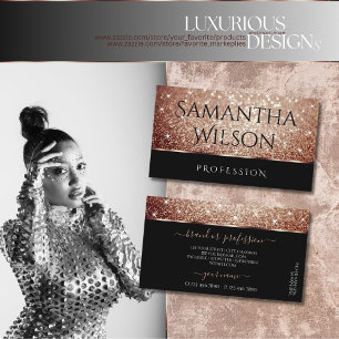 Luxuriöse Black Rose Gold Glitzer Sparkling Stars Visitenkarte