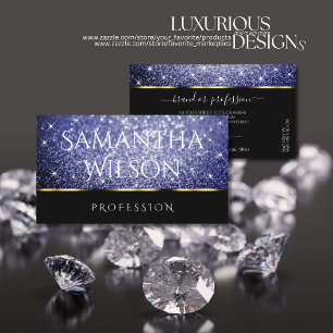 Luxuriöse Black Shimmery Royal Blue Glitzer Elegan Visitenkarte