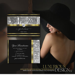 Luxuriöse Black Silver Glitzer Dekorative Gold Bo Visitenkarte