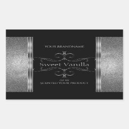 Luxuriöse Black Silver Glitzer Verzierte Produktke Rechteckiger Aufkleber