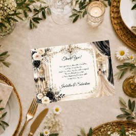 Luxuriöse Black-Tie-Eleganz-Hochzeit Dankeskarte