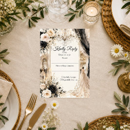 Luxuriöse Black-Tie-Eleganz-Hochzeit RSVP Karte