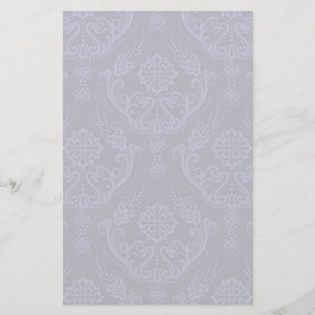 Luxuriöse blaue Damast Tapete Briefpapier (Vorderseite)