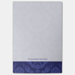 Luxuriöse blaue florale Damasttapete Post-it Klebezettel