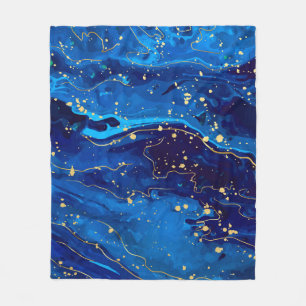 Luxuriöse Blaue Goldmarmor-Textur Fleecedecke