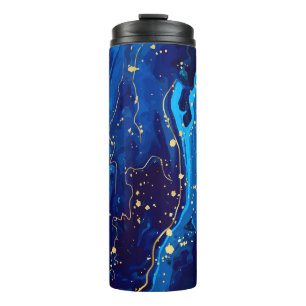 Luxuriöse Blaue Goldmarmorstruktur Thermosbecher