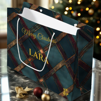 Luxuriöse blaue und bronzene Weihnachtsanpassung Große Geschenktüte