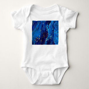 Luxuriöse Blue Gold Marmor Texture Baby Strampler
