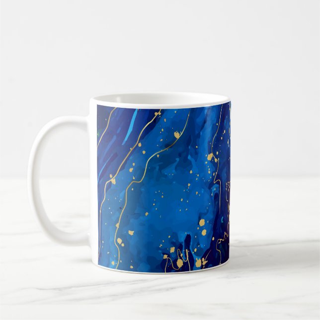 Luxuriöse Blue Gold Marmor Texture Kaffeetasse (Links)