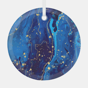 Luxuriöse Blue Gold Marmor Texture Ornament Aus Glas