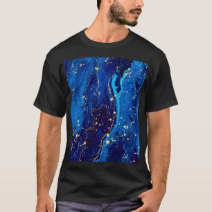 Luxuriöse Blue Gold Marmor Texture T-Shirt