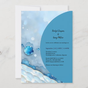 Luxuriöse Blue Watercolor Abstrakt Pearlescent Einladung