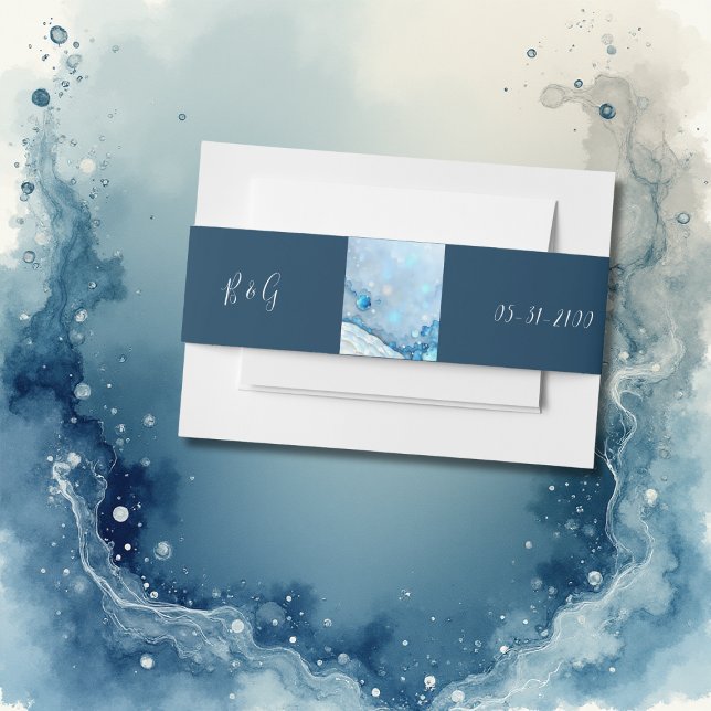 Luxuriöse Blue Watercolor Abstrakt Pearlescent Einladungsbanderole (Von Creator hochgeladen)