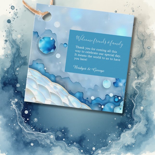Luxuriöse Blue Watercolor Abstrakt Pearlescent Geschenkanhänger (Von Creator hochgeladen)