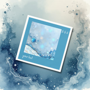 Luxuriöse Blue Watercolor Abstrakt Pearlescent Serviette