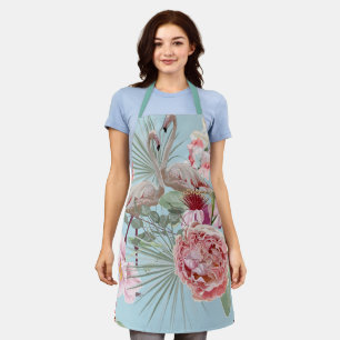 Luxuriöse Blumen- und Flamingo-hellblaue Himmel hü Schürze