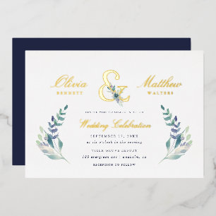 Luxuriöse Blumenhochzeit-Folie-Einladung Folieneinladung