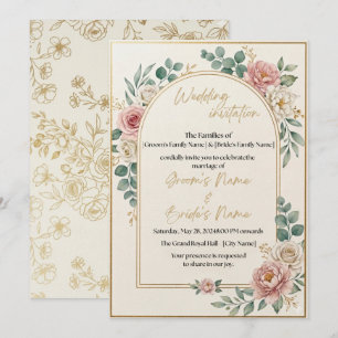 Luxuriöse Blumenrahmen-Hochzeitseinladung Einladung