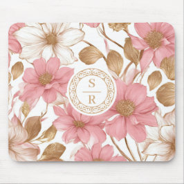 Luxuriöse Botanische Monogram Logo Aquarell Mousepad