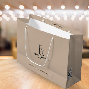 Luxuriöse Boutique Logo-hinzufügen Beige neutrale  Große Geschenktüte