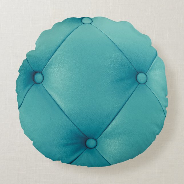 Luxuriöse, braune Ledermöbel, die jedoch mit einem Rundes Kissen (Vorderseite)