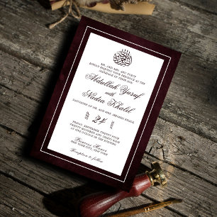 Luxuriöse Burgundy Elegant Frame islamische Hochze Einladung